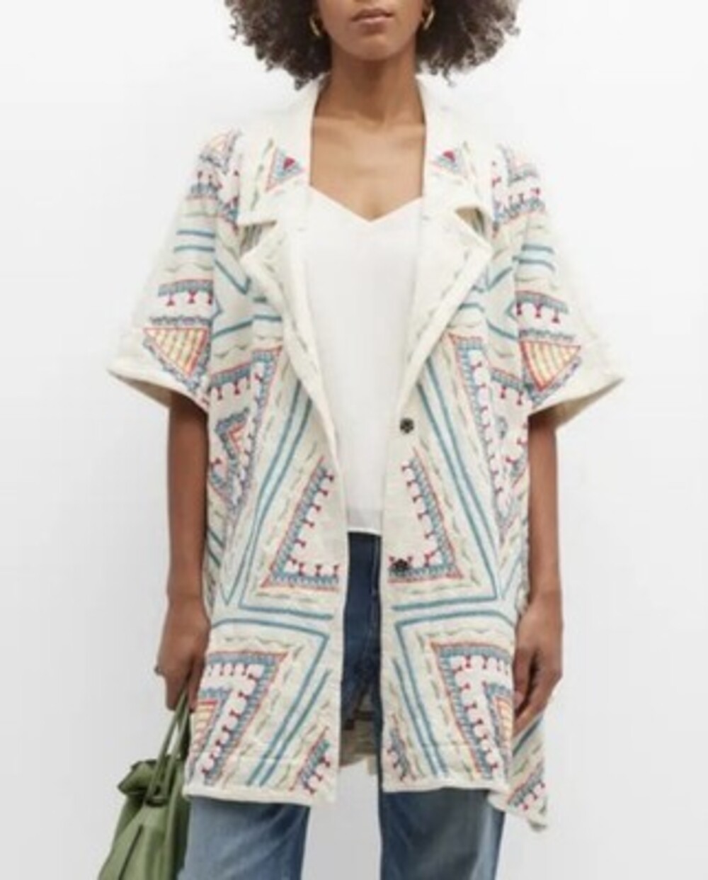 Johnny Was Biya Zendaya Embroidery Notched Collar Kimono Cardigan Boho $560 sz L